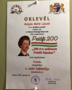 „200 éve született Petőfi Sándor” rajzpályázat