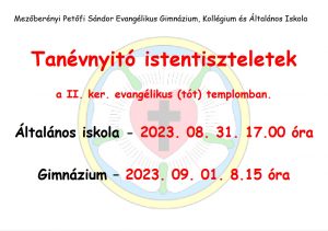 Tanévnyitó istentiszteletek