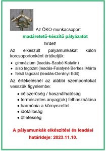 Madáretető-készítő pályázat