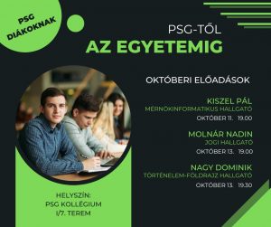 PSG-től az egyetemig októberi előadások